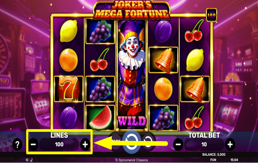 Jokers Mega Fortune AJUSTEZ LES LIGNES DE PAIEMENT.