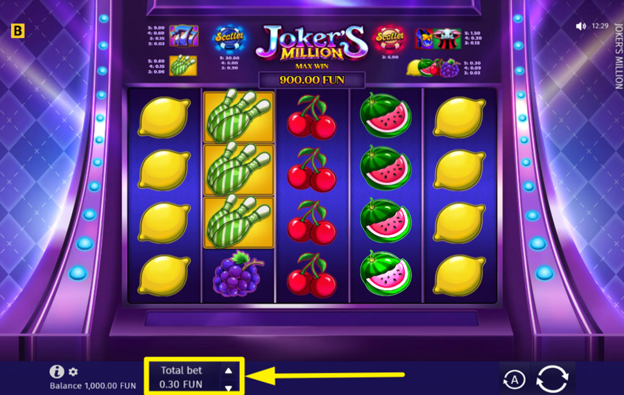 Jokers Million ADJUST YOUR BETTING AMOUNT.