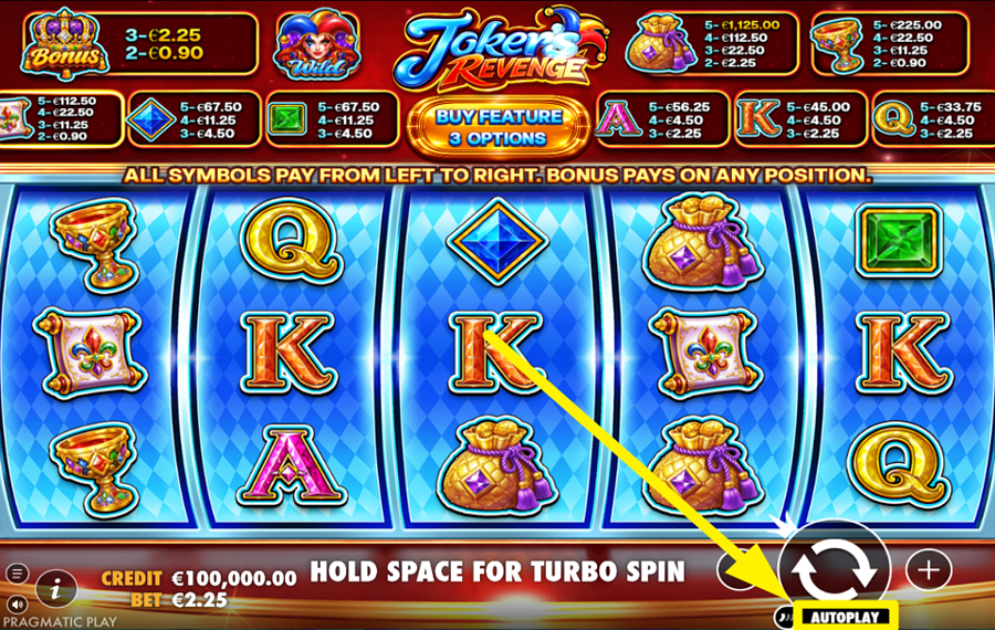 Jokers Revenge GIRAR LOS CARRETES AUTOMÁTICAMENTE.