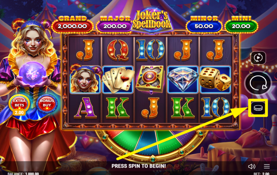 Jokers Spellbook НАЗНАЧИТЬ РАЗМЕР СТАВКИ.