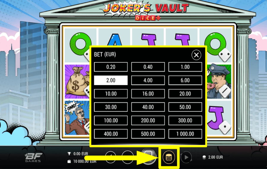 Jokers Vault Dice DETERMINE YOUR WAGER.