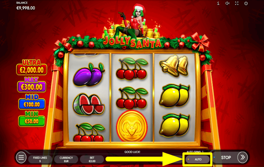 Jolly Santa START AUTOMATIC SPINS.