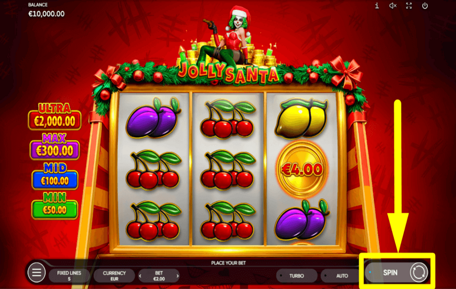 Jolly Santa SPIN THE REELS.