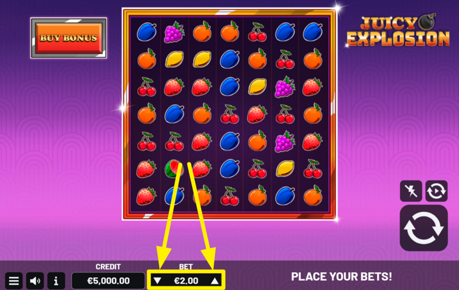 Juicy Explosion ОПРЕДЕЛИТЕ СВОЮ СТАВКУ.