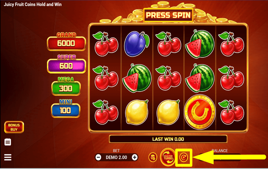 Juicy Fruit Coins Hold and Win DÉMARRER LA LECTURE AUTOMATIQUE.