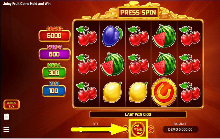 Juicy Fruit Coins Hold and Win FAITES TOURNER LES BOBINES.