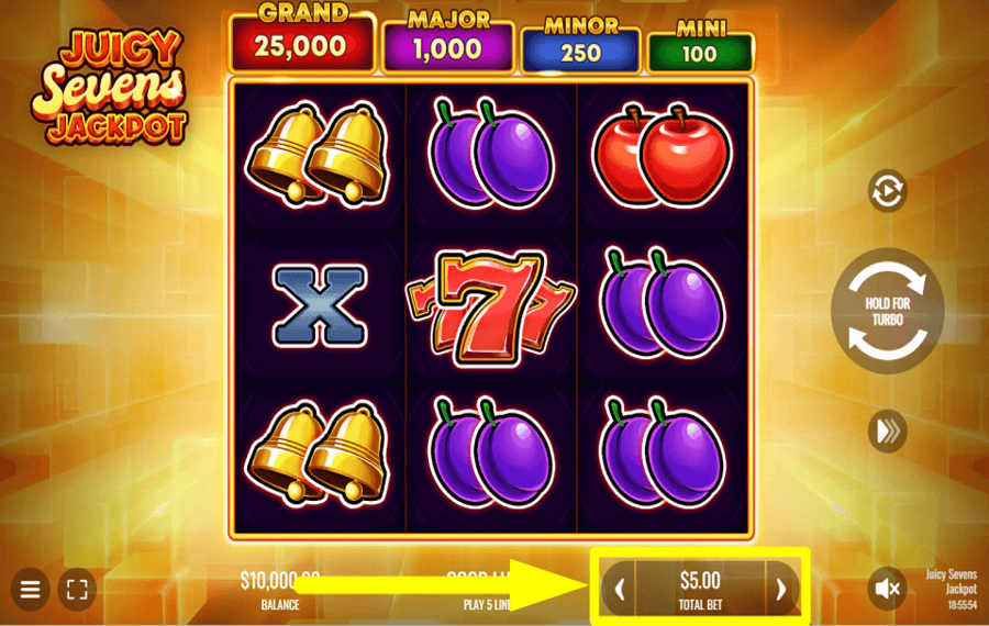 Juicy Sevens Jackpot BESTIMMEN SIE DEN EINSATZ.