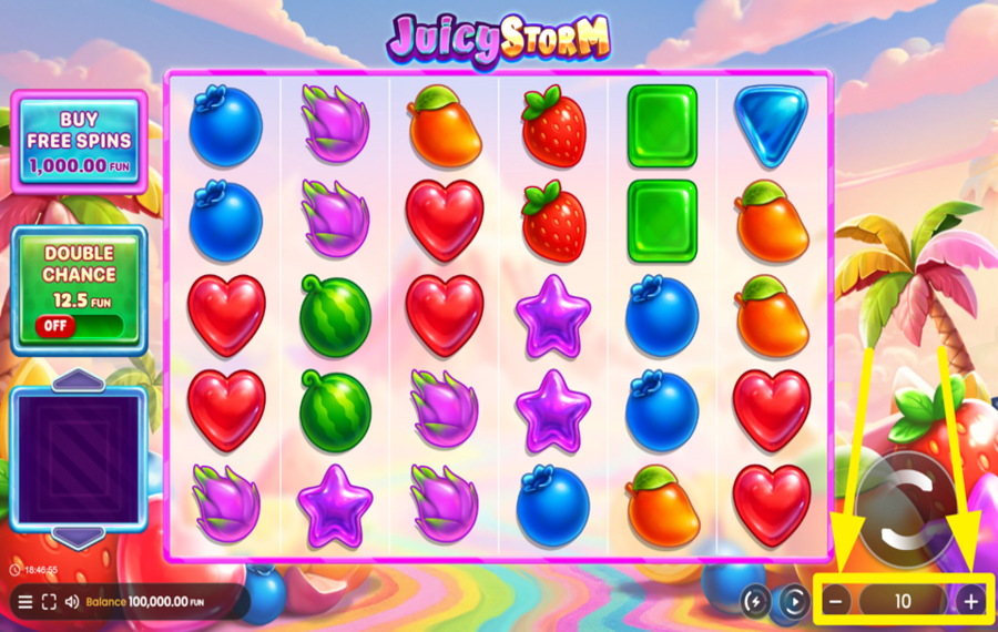 Juicy Storm SET YOUR TOTAL STAKE.