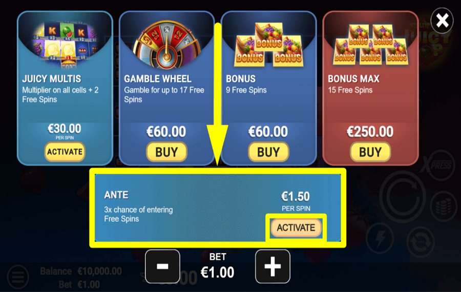 Juicypop ВЫБЕРИТЕ СТАВКУ АНТЕ.