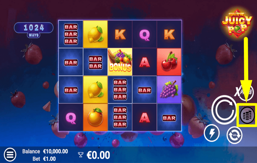 Juicypop УСТАНОВИТЕ СУММУ СТАВКИ.