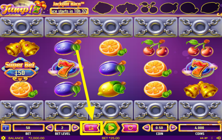 Jump 2 SET THE MAXIMUM STAKE.