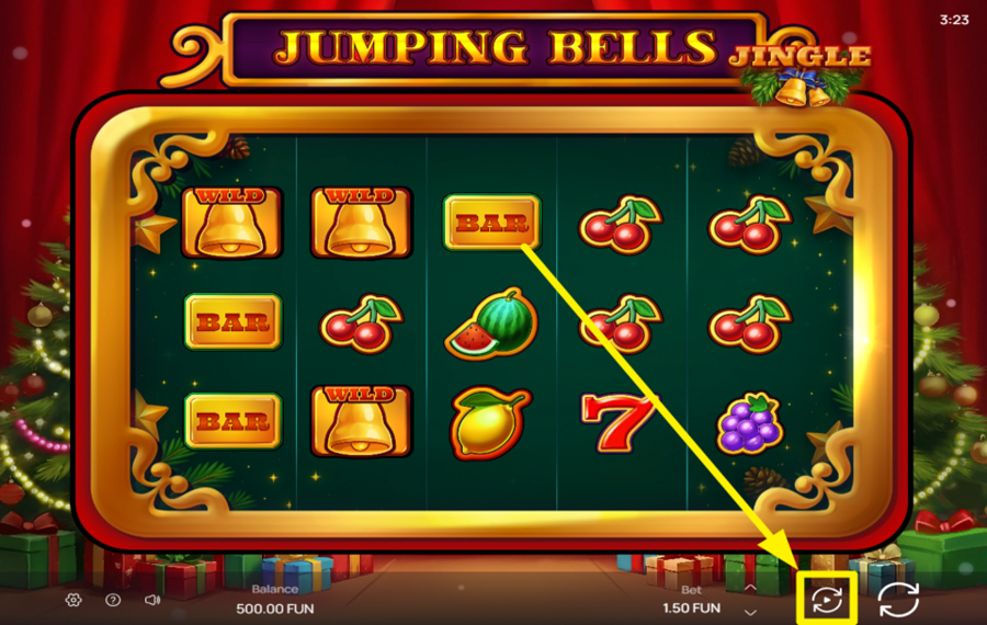 Jumping Jingle Bells EMPLOY THE AUTOMATIC SPINS.