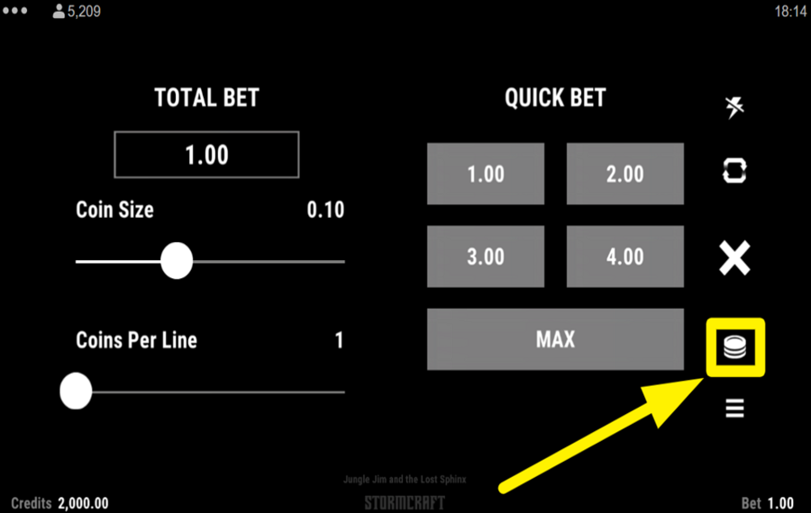 Jungle Jim and the Lost Sphinx ASIGNAR UN VALOR DE APUESTA.