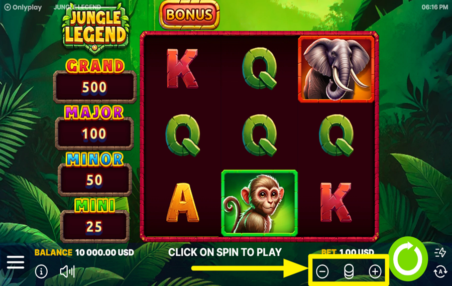 Jungle Legend DETERMINE YOUR BET.