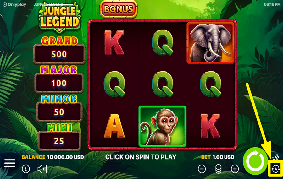 Jungle Legend USE AUTOMATED SPINS.