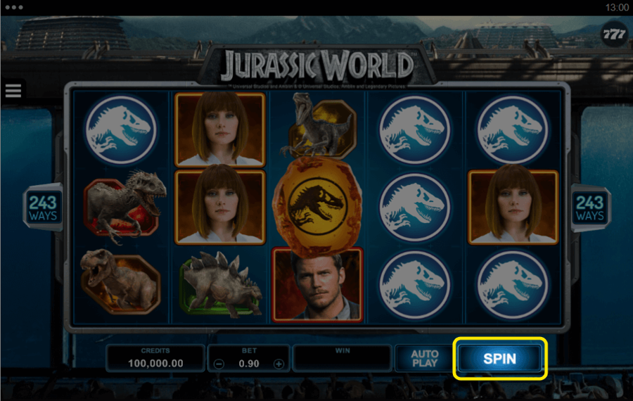 Jurassic World Spin the reels