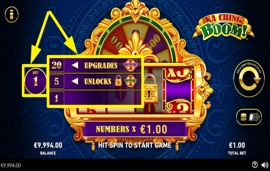 Ka Ching Boom TAKE ADVANTAGE OF THE BET OPTIONS.