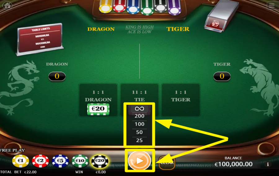 KA Gaming Dragon Tiger HABILITAR REPRODUCCIÓN AUTOMÁTICA.