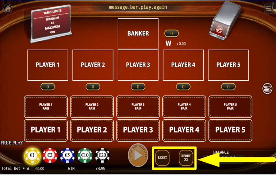 KA Gaming Pok Deng REPETIR UNA RONDA.