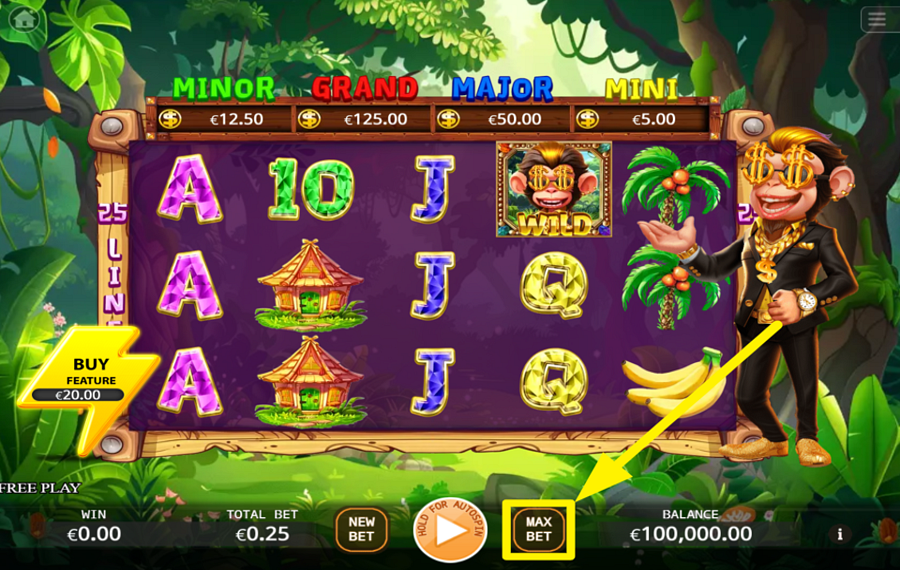Kick Cash Monkey 2 Buy Feature УСТАНОВИТЕ МАКСИМАЛЬНУЮ СУММУ СТАВКИ.