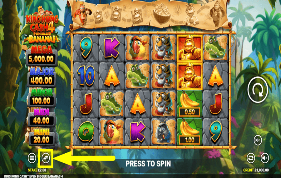 King Kong Cash Even Bigger Bananas 4 ВЫБЕРИТЕ СВОЮ СТАВКУ.