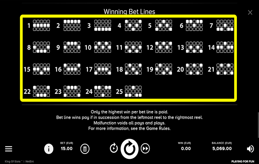 King of Slots Choose the paylines.