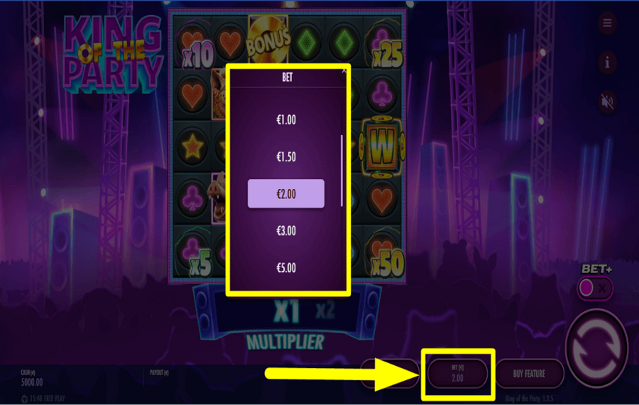 King of the Party Geben Sie Ihren Gesamteinsatz ab.