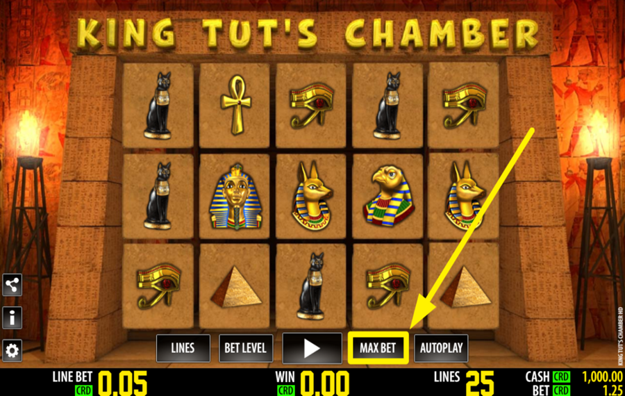 King Tuts Chamber ALLOCATION DU MONTANT DE PARI MAXIMUM.