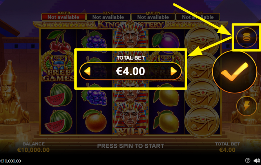 Kings Mystery ВЫБЕРИТЕ СУММУ СТАВКИ.