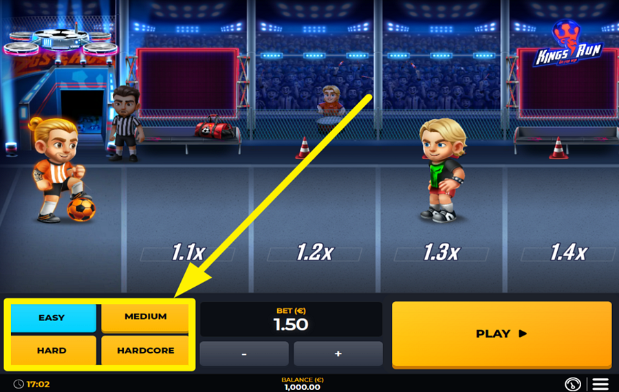 Kings Run PICK A DIFFICULTY LEVEL.