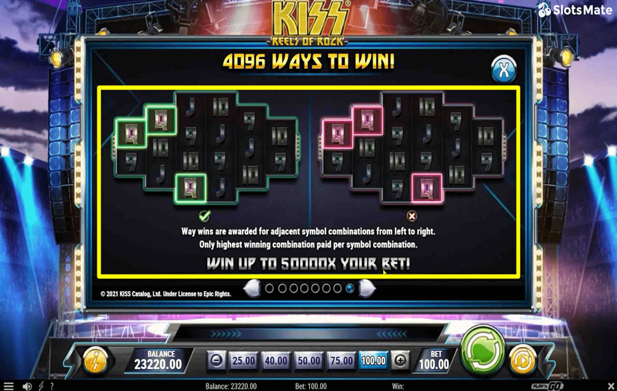 Kiss Reels of Rock Wählen Sie die Gewinnlinien.