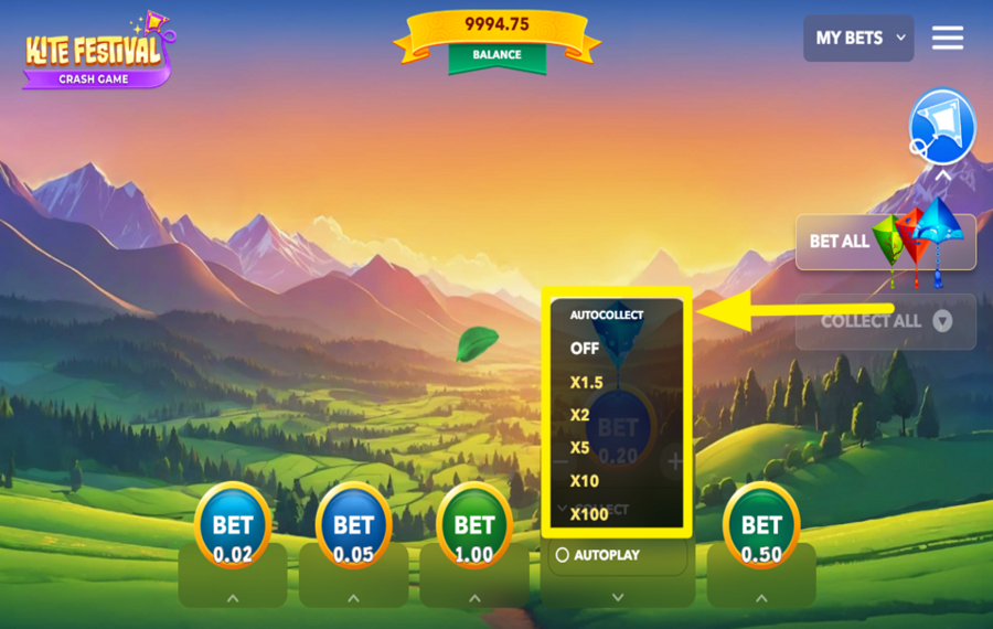 Kite Festival Crash Game COLLECT WINNINGS AUTOMATICALLY.