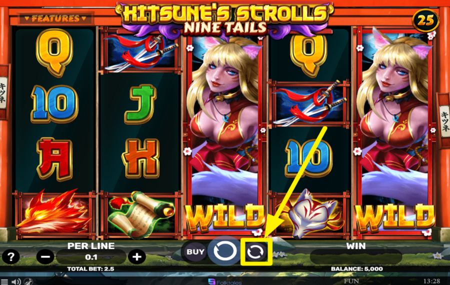 Kitsunes Scrolls Nine Tails STARTEN SIE DAS AUTOMATISCHE SCHLEUDEN.