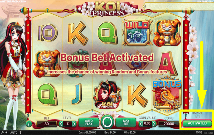 Koi Princess ACTIVER LE PARI BONUS.