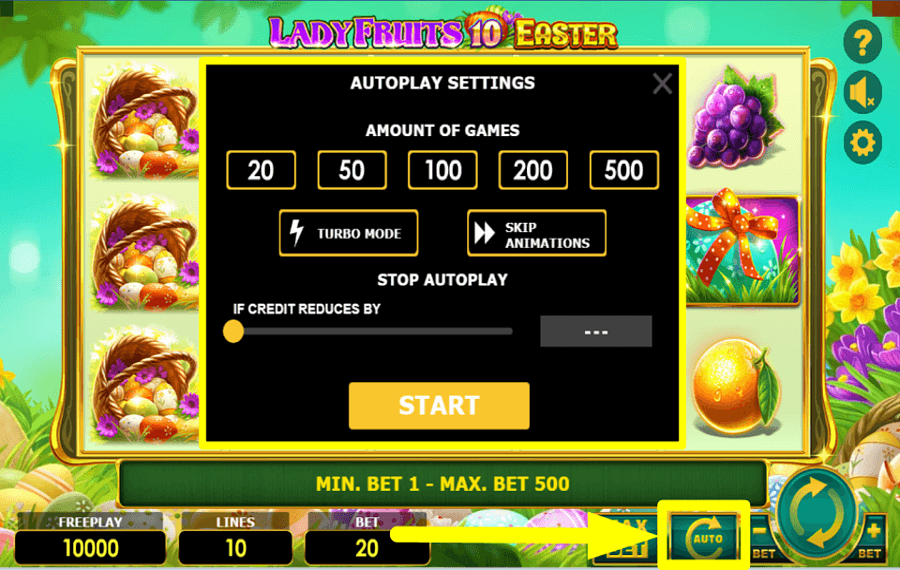 Lady Fruits 10 Easter CONTINUER AUTOMATIQUEMENT.
