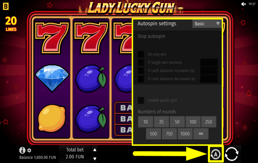 Lady Lucky Gun START AUTOPLAY.