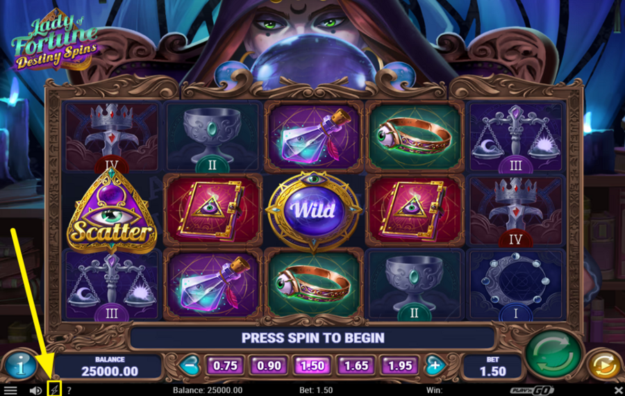 Lady of Fortune Destiny Spins AUMENTA LA VELOCIDAD.