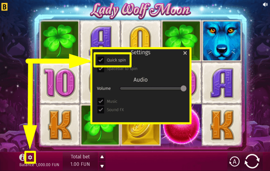Lady Wolf Moon VERWENDEN SIE QUICK SPINS.