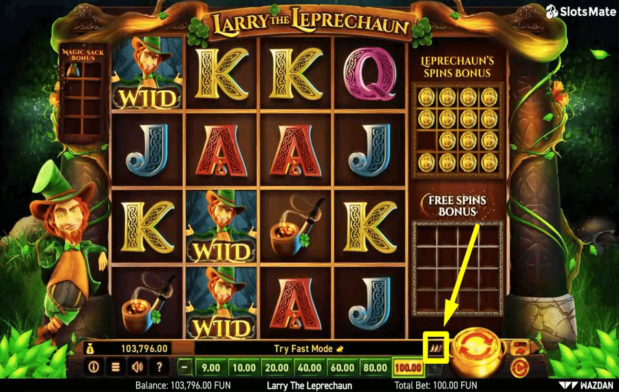 Larry the Leprechaun Utilizzando il pulsante opzionale “Volatilità”.