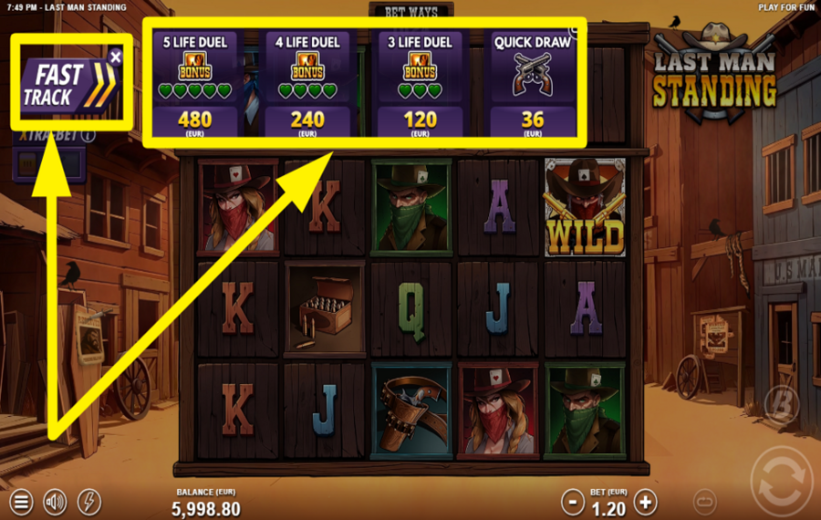 Last Man Standing PICK A FAST TRACK BONUS FEATURE.