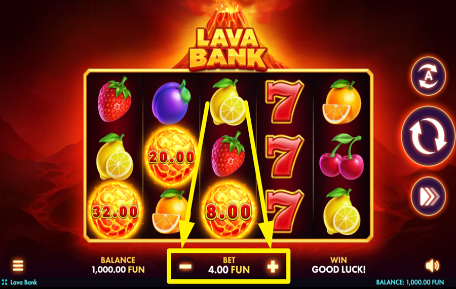 Lava Bank 合計賭け金を調整してください。