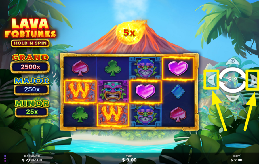 Lava Fortunes Hold n Spin SPECIFY YOUR WAGER.