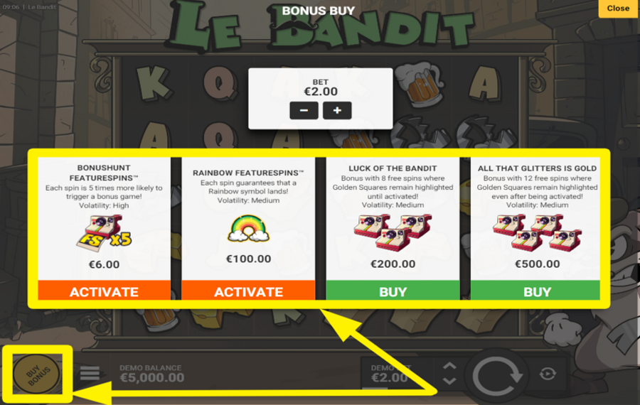 Le Bandit UNLOCK BONUS FEATURES.