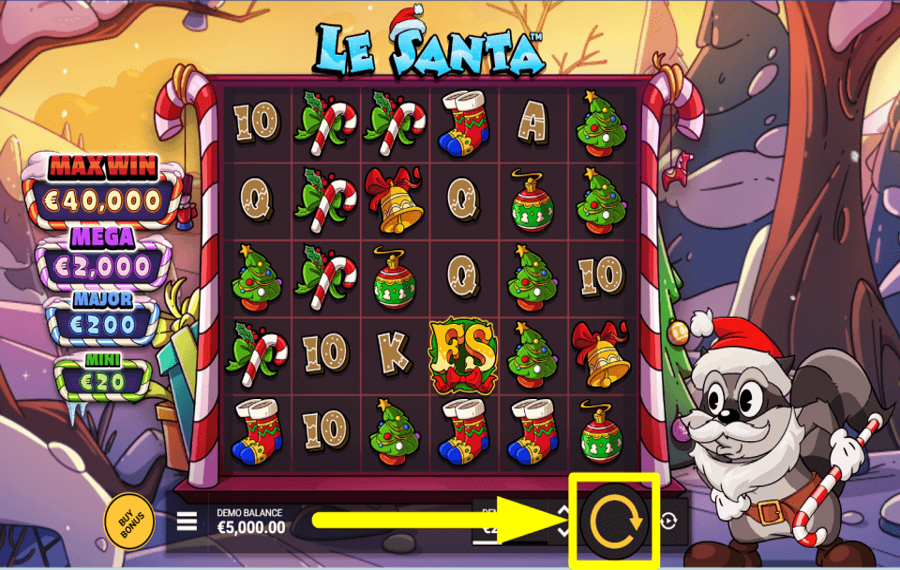 Le Santa SPIN FOR PRIZES.