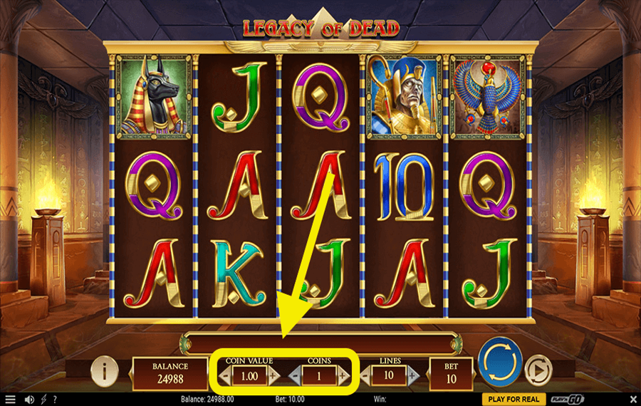 Legacy of Dead Elige el monto de tu apuesta.