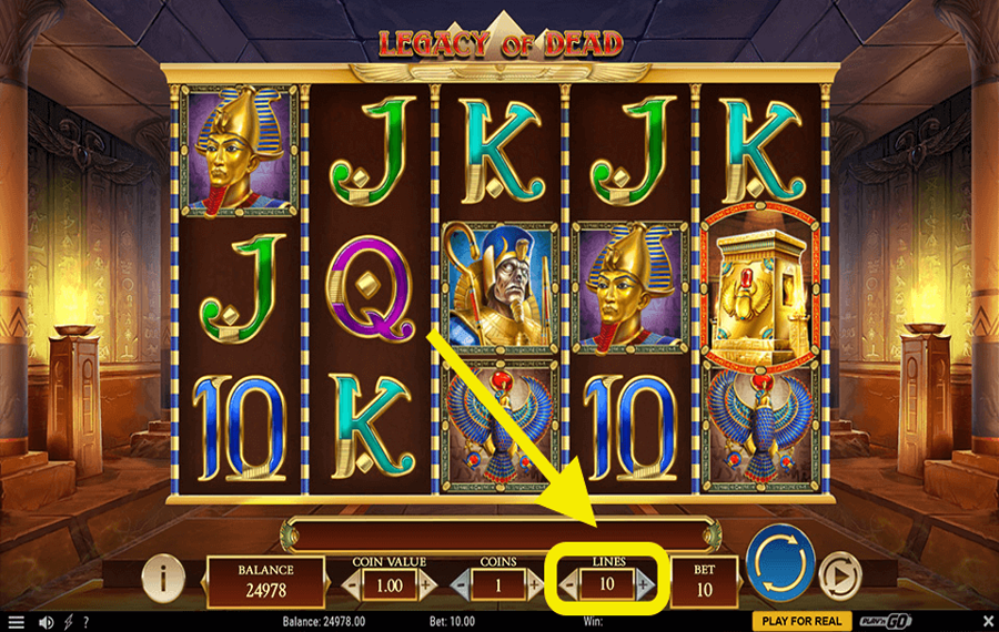 Legacy of Dead Elige las líneas de pago.