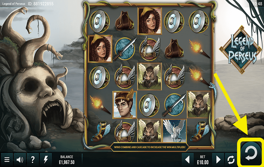 Legend of Perseus Fare clic/toccare il pulsante “Gira”.