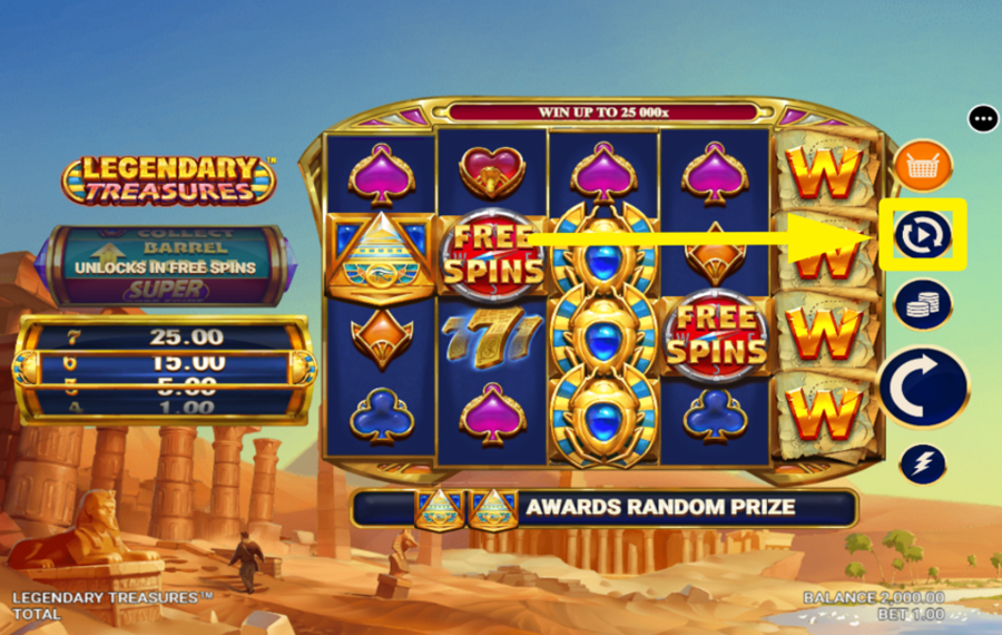 Legendary Treasures ВЫБИРАЙТЕ АВТОМАТИЧЕСКИЕ ВРАЩЕНИЯ.