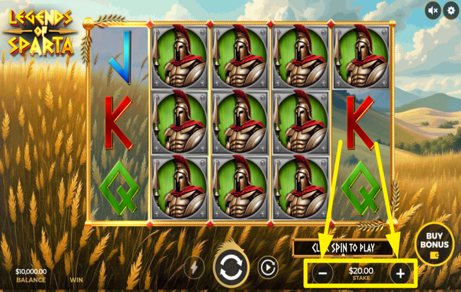 Legends of Sparta DECIDE ON YOUR BETTING AMOUNT.
