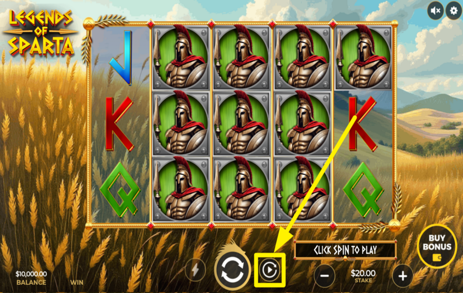 Legends of Sparta SPIN THE REELS AUTOMATICALLY.